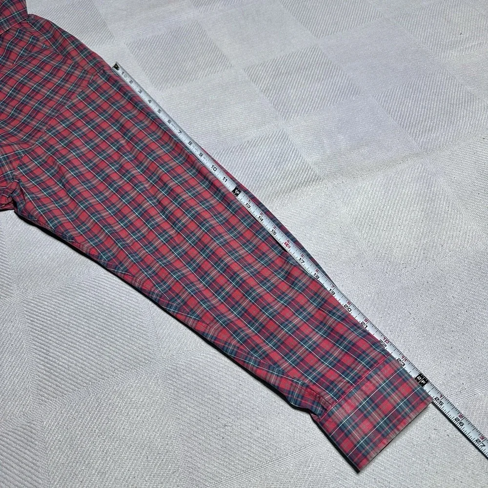 Ralph Lauren Blake Red Tartan Plaid Two-Ply Cotton Button Down Shirt Size Medium